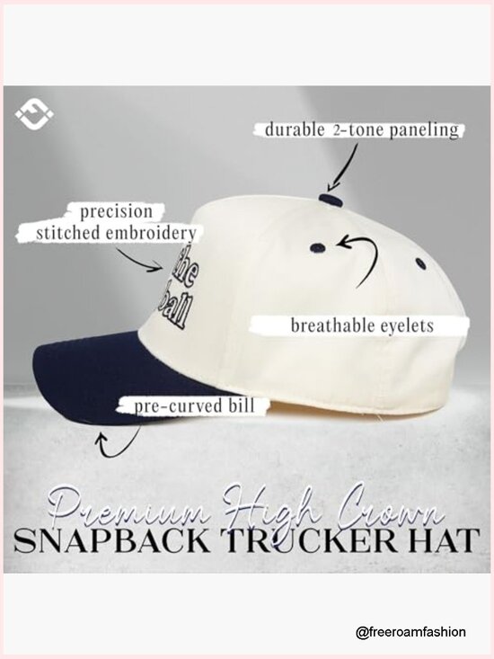 Adjustable Snapback Hat - Structured Fit, Curved Brim, Retro Two-Tone Cap main image 6